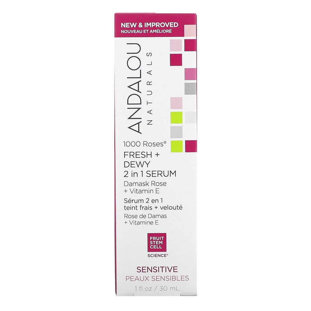 Andalou Naturals Sesitive Fresh and Dewy 2-in-1 Serum, 1 Oz